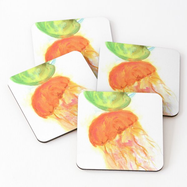 Item preview, Green and orange jellyfish watercolor painting designed and sold by AnissaF.