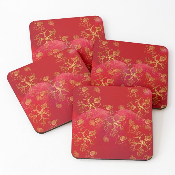 Item preview, Red and  Gold frangipani flowers iPhone cover designed and sold by PodXDesigns.