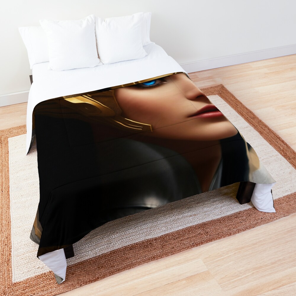 Trevalian The Princess Beautiful Warrior Fantasy AI Concept Art Portrait by Xzendor7 Decorative Comforter
