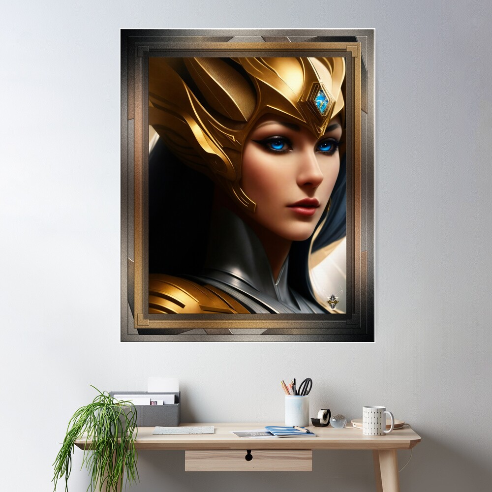 Trevalian The Princess Beautiful Warrior Fantasy AI Concept Art Portrait by Xzendor7 Wall Decor Poster