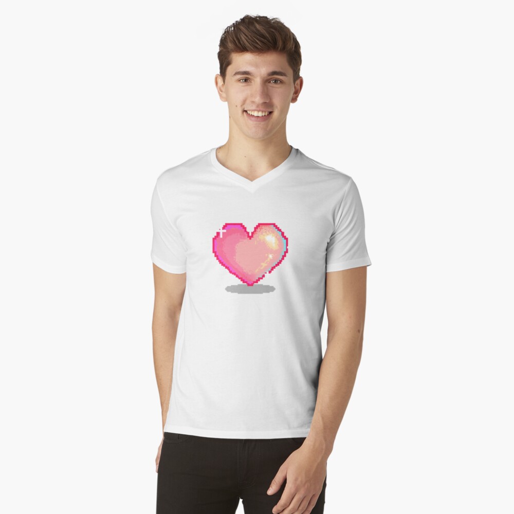 Cute pixel pink heart, pixelart