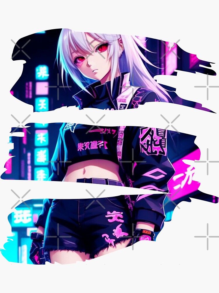 Cyberpunk Anime Girl - Futuristic Sci-Fi Design - Cyberpunk - Sticker