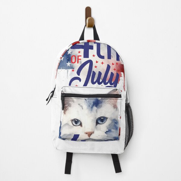 Item preview, White Cat: 4th of July designed and sold by MyMerryMary.