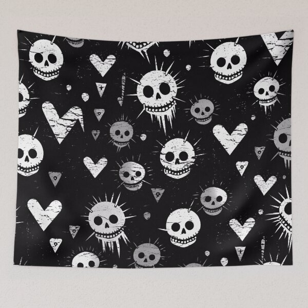 Item preview, Skulls n hearts pattern designed and sold by SweetWhiskers.