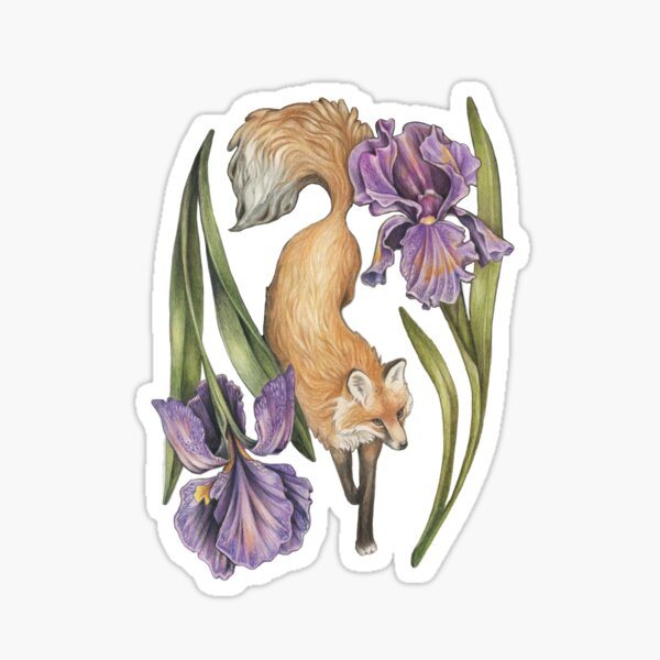 Item preview, Fox with Irises designed and sold by Rebecca Flaum.