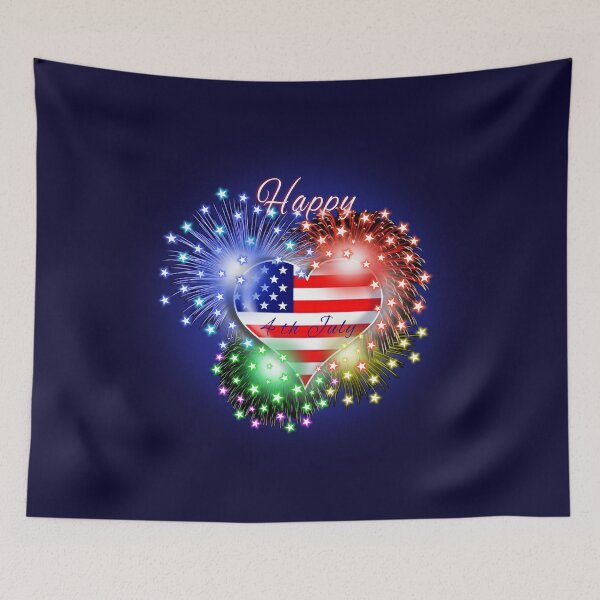 Item preview, Happy 4th July Fireworks Heart designed and sold by Pear Tree Studio.