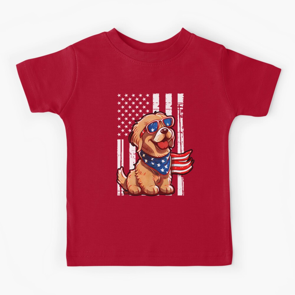 Golden Retriever 4th July Patriotic American Flag Short-Sleeve Unisex  T-Shirt