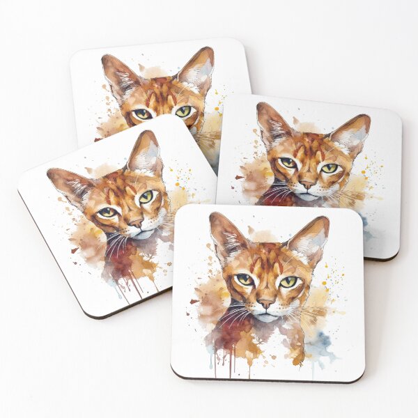 Artikelvorschau, Abyssinian Watercolor Portrait - Creative Cat Breed Artwork by Abyssinian entworfen und verkauft von DooodleGod.