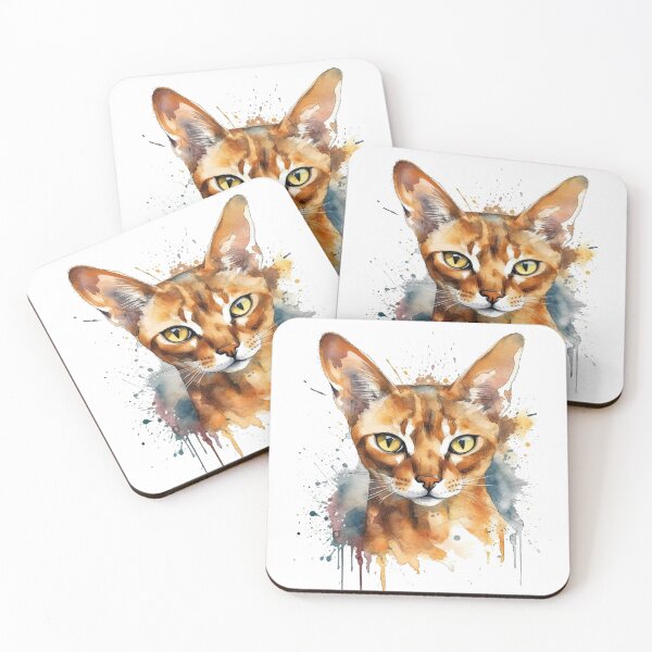 Item preview, Waterbrushed Cats - Abyssinian Watercolor Painting: Unique & Artistic Cat Breed Design designed and sold by DooodleGod.