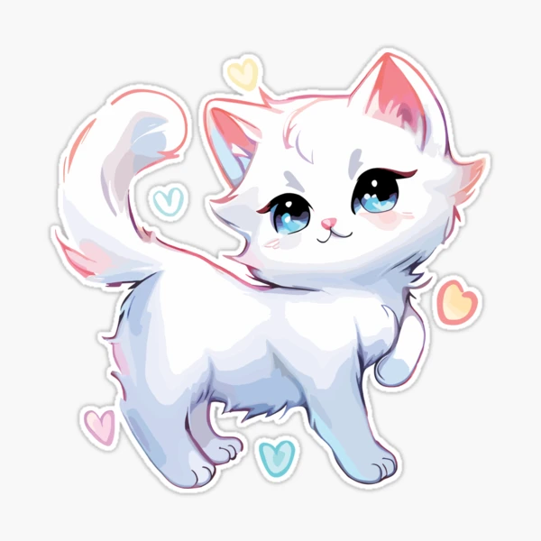 Cute Kawaii Cat Mail Stickers Bundle PNG