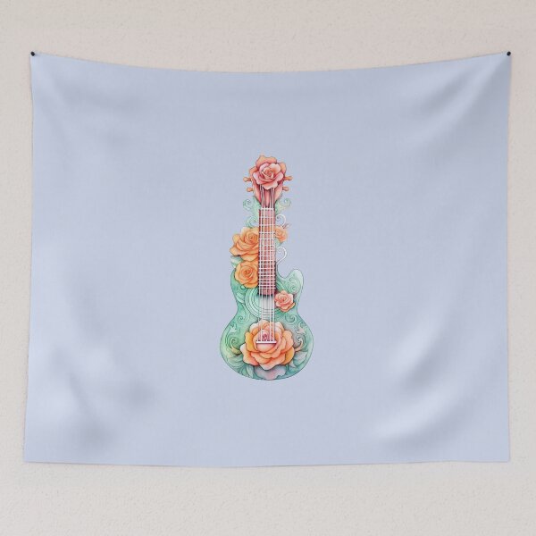 Item preview, Watercolor Floral Guitar designed and sold by taniasofia.