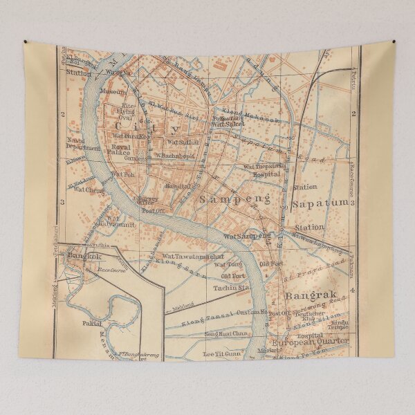 Item preview, Vintage Map of Bangkok Thailand (1914) designed and sold by BravuraMedia.