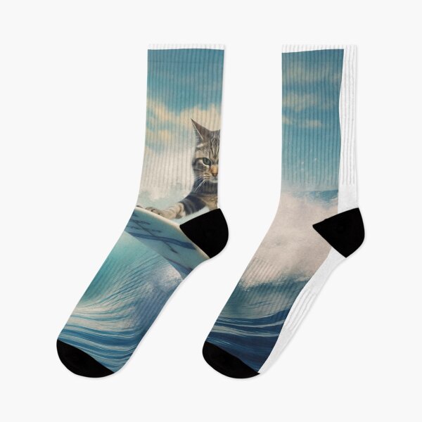 Item preview, Tabby Cat is Surfing and Catching a Wave designed and sold by BDMeow.