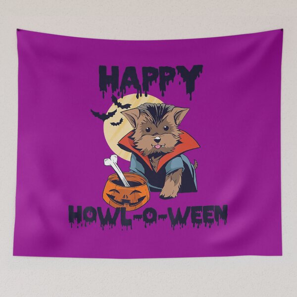 Item preview, HAPPY HOWL-O-WEEN Vampire Morkie Halloween Dog Meme 	 	 designed and sold by mplaqasdn78.