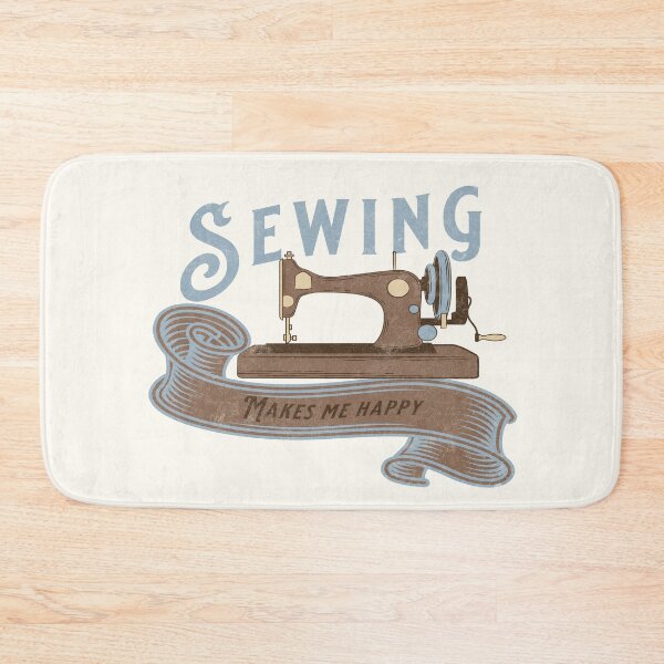 Item preview, Sewing makes me happy vintage antique sewing machine sewing joke seamstress gift designed and sold by MetalicBabe.