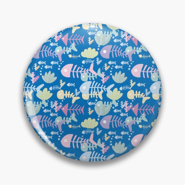 Item preview, Fish Bone Under Sea Blue Pattern designed and sold by Moyanana.
