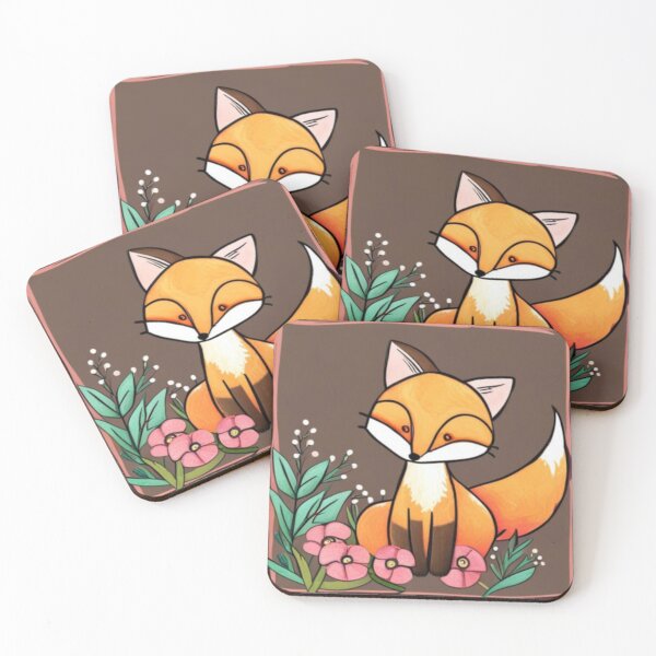 Item preview, Cute Folk Art Fox With Flowers designed and sold by EpicFoxArt.