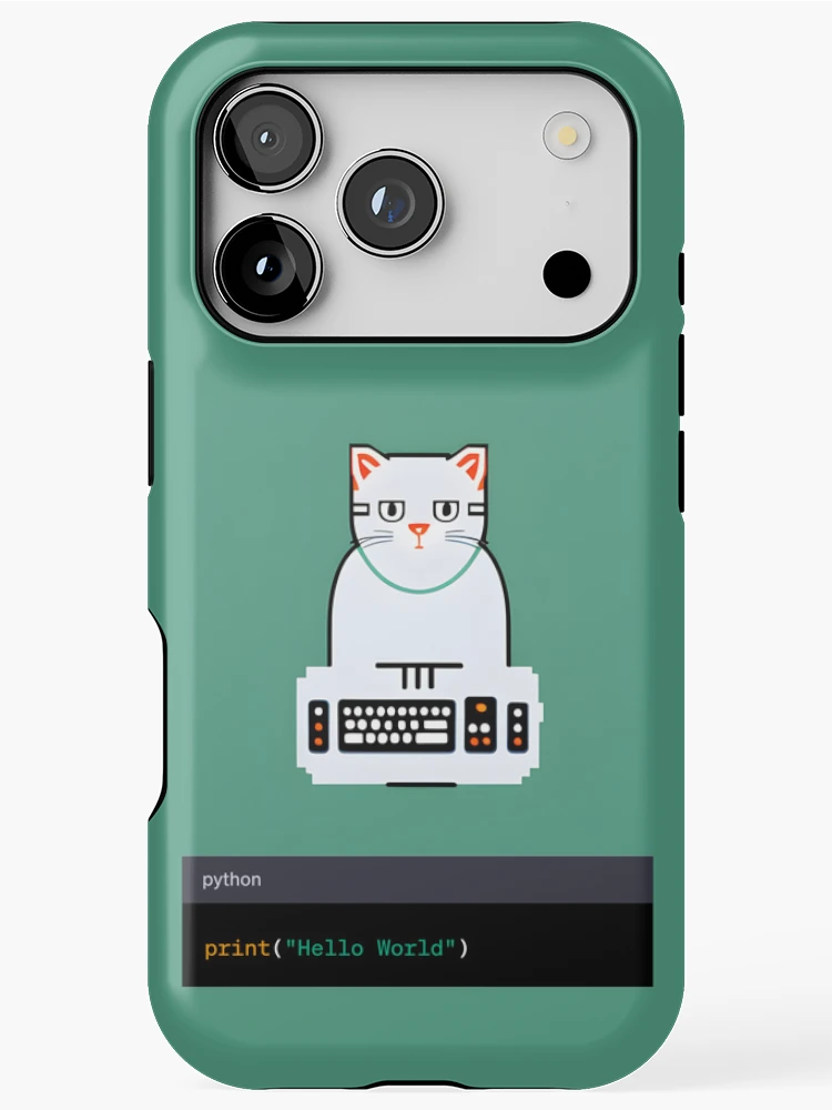 Thumbnail 1 of 4, iPhone Case, Cat Programmer : Hello World Python designed and sold by AureStyle.