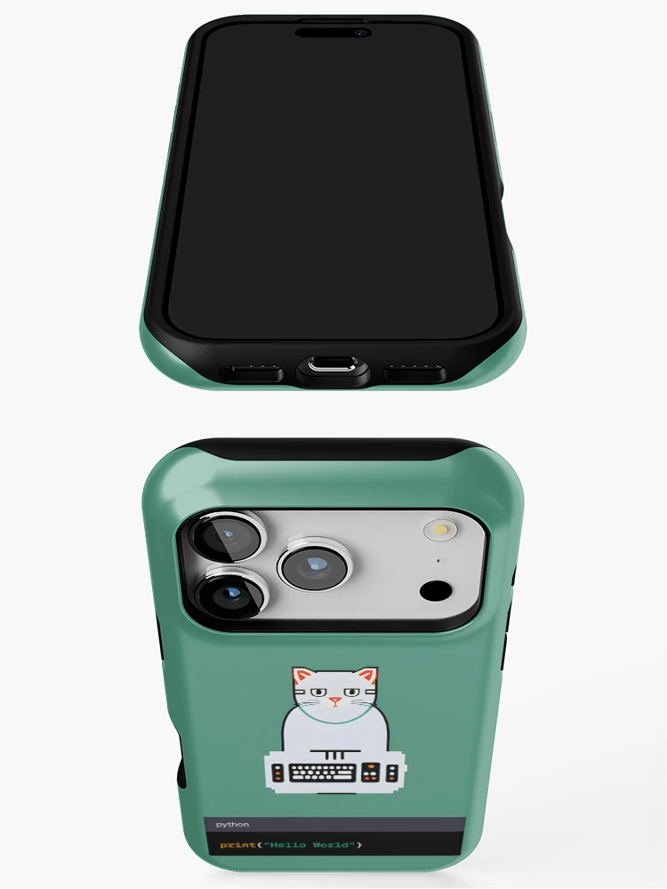 Thumbnail 3 of 4, iPhone Case, Cat Programmer : Hello World Python designed and sold by AureStyle.