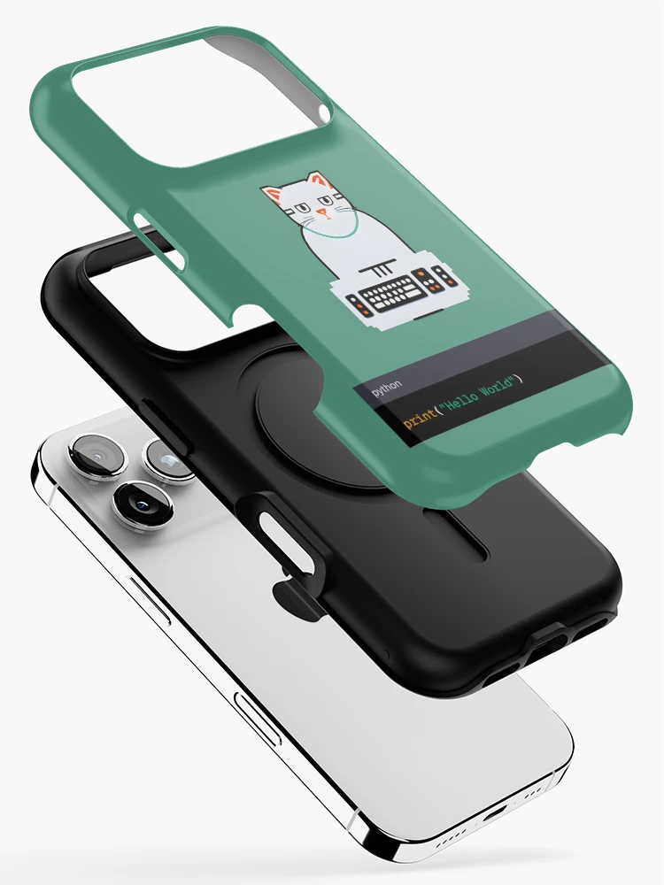 Thumbnail 2 of 4, iPhone Case, Cat Programmer : Hello World Python designed and sold by AureStyle.