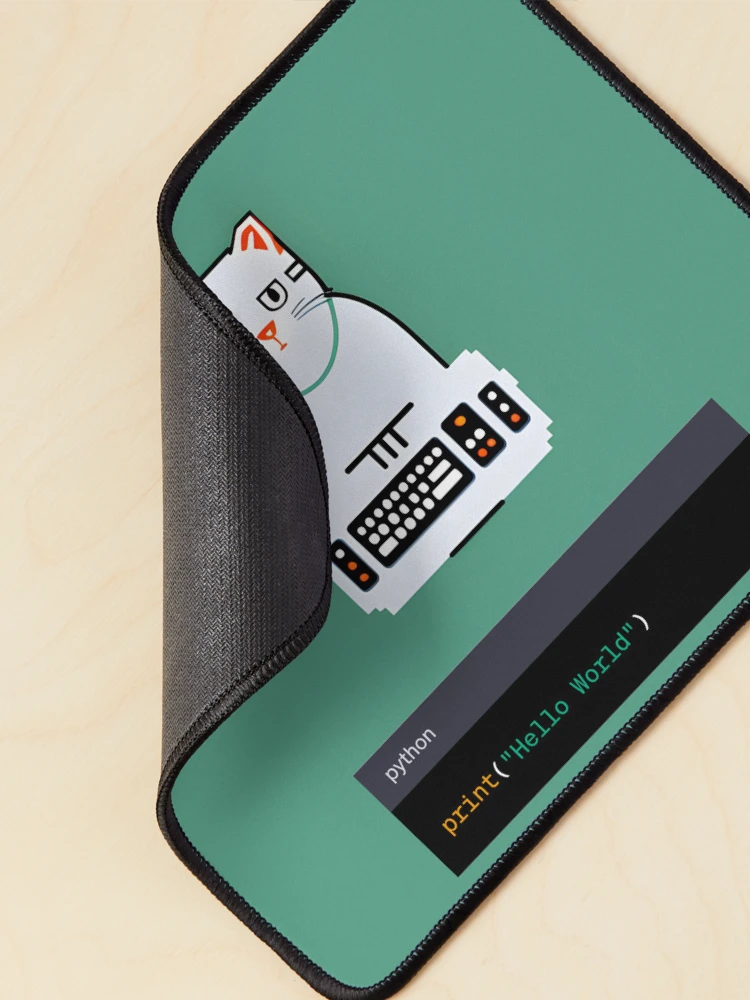 Thumbnail 2 of 5, Mouse Pad, Cat Programmer : Hello World Python designed and sold by AureStyle.