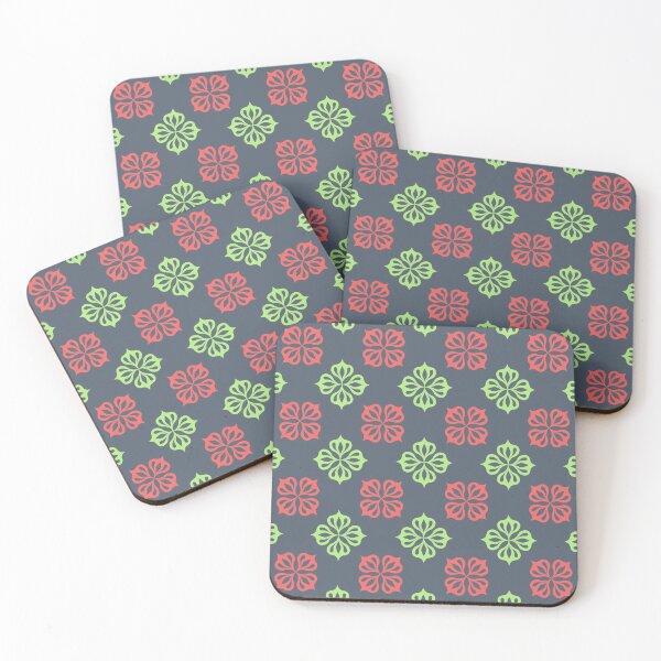 Item preview, No.108-Red&Green floral block print designed and sold by Block print shop.