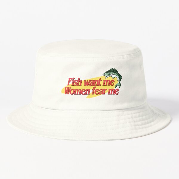 Fish Want Me Women Fear Me Hat Embroidered Fishing Cap W/ Salmon