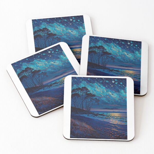Item preview, Artwork Starry Night Over Sea Shore designed and sold by MilaDearlyBel.