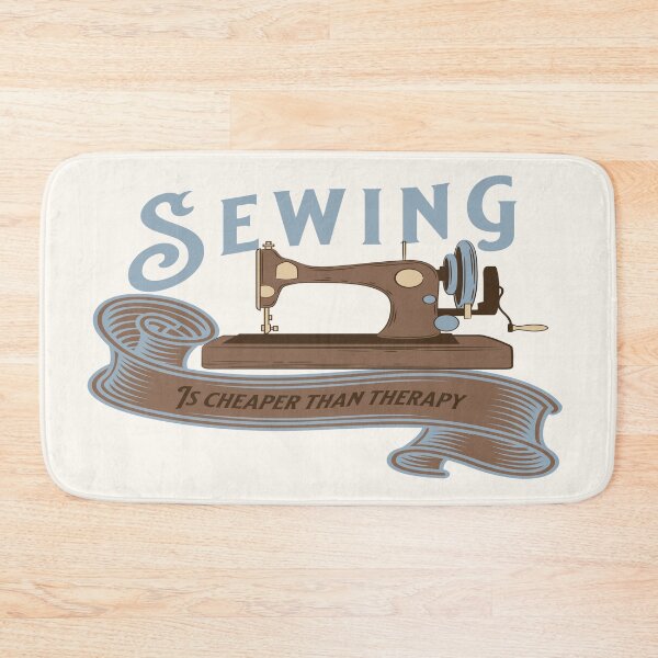 Item preview, Sewing is cheaper than therapy vintage antique sewing machine sewing joke tailor gift designed and sold by MetalicBabe.