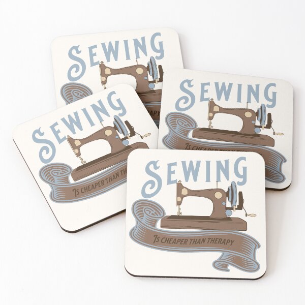 Item preview, Sewing is cheaper than therapy vintage antique sewing machine sewing joke tailor gift designed and sold by MetalicBabe.