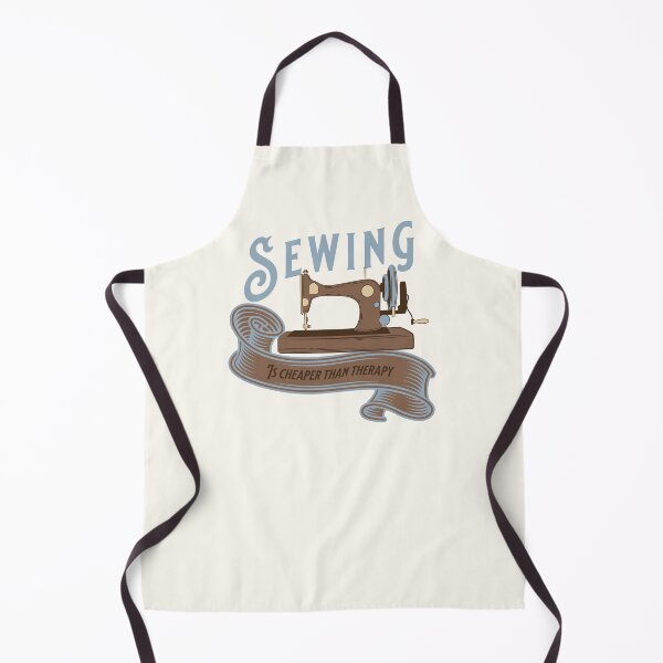 Item preview, Sewing is cheaper than therapy vintage antique sewing machine sewing joke tailor gift designed and sold by MetalicBabe.