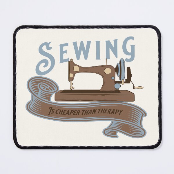 Item preview, Sewing is cheaper than therapy vintage antique sewing machine sewing joke tailor gift designed and sold by MetalicBabe.