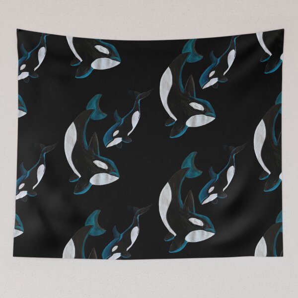 Item preview, Orcas- two  painted orcas in honor of them organizing against harmful humans designed and sold by OZKURO.