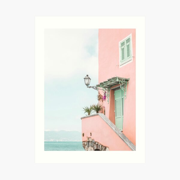 Ocean pink beach house Art Print