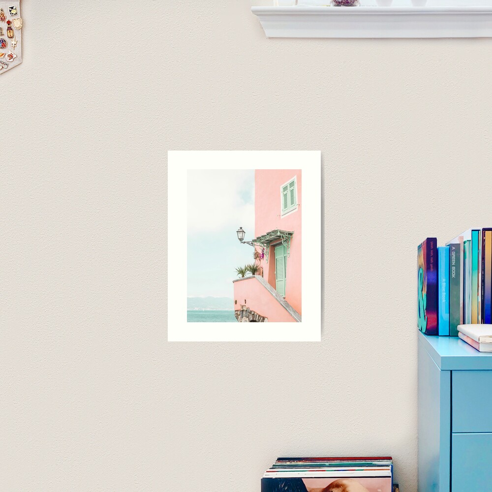 Ocean pink beach house Art Print