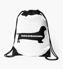 dachshund name silhouette Drawstring Bag