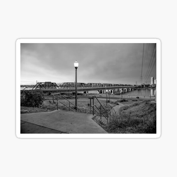 Item preview, Tempe Train Bridge at Sunset BW designed and sold by Elisabeth Lucas.