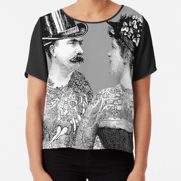 Tattooed Victorian Lovers | Tattooed Couple | Victorian Tattoos | Vintage Tattoos | Tattoo Art | Chiffon Top