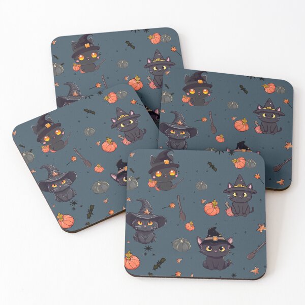 Item preview, Pattern Witch cat. Black cat. Happy Halloween. Cute Cartoon black kitten in a halloween hat. Halloween pattern Trick or treat and guising illustration. Pattern pumpkin for Halloween design. designed and sold by Anastasiia Yurevych.