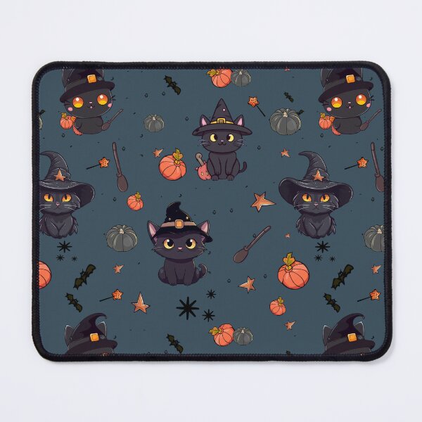 Item preview, Pattern Witch cat. Black cat. Happy Halloween. Cute Cartoon black kitten in a halloween hat. Halloween pattern Trick or treat and guising illustration. Pattern pumpkin for Halloween design. designed and sold by Anastasiia Yurevych.