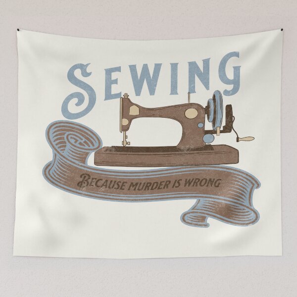 Item preview, Sewing because murder is wrong antique sewing machine tailor seamstress fashion designer gift designed and sold by MetalicBabe.