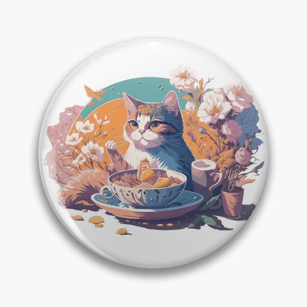 Item preview, Gato a la hora del desayuno designed and sold by bubblegarden.