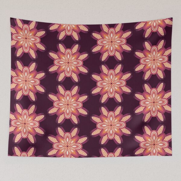 Item preview, Peach Pink Flower Geometric Pattern  designed and sold by Fransyn.
