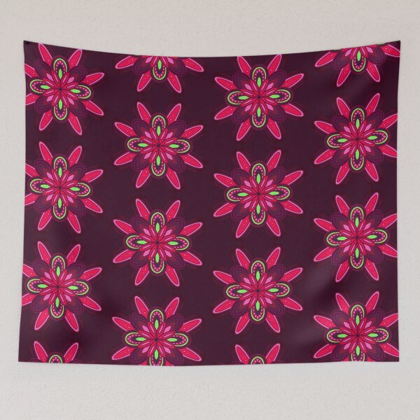 Item preview, Red Green Flower Geometric Pattern  designed and sold by Fransyn.