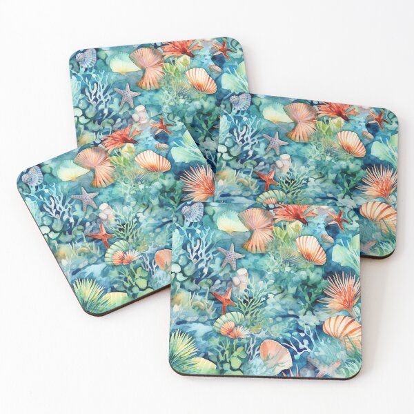 Item preview, Summer Waves, Seashells, Starfish, and Tropical Fish Seamless Pattern designed and sold by ArtisticByNix.