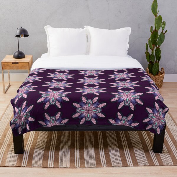 Aperçu de l'œuvre Motif géométrique fleur rose bleu créée et vendue par Fransyn.