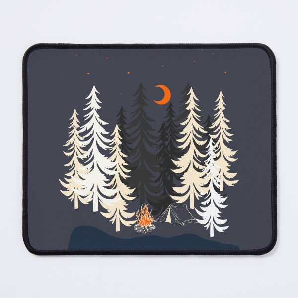 Artikelvorschau, Abstraktes Landschafts-T-Shirt mit Sternen, Tannen, See und Campfire" entworfen und verkauft von SketchyPedals.