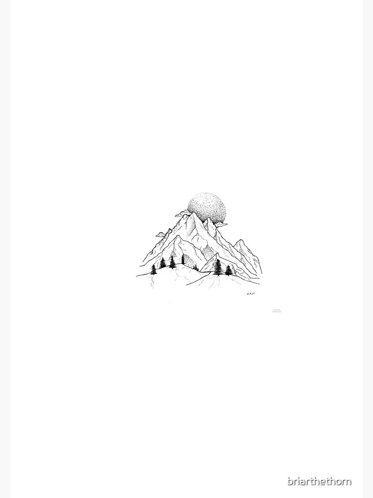 Mountain Range Drawing Simple Snow Sunset Spiral Notebook - mountains drawing simple