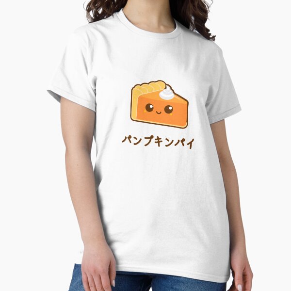 Item preview, kawaii pumpkin pie slice women cute face tshirt shirt foodie cartoon anime designed and sold by theglaze.