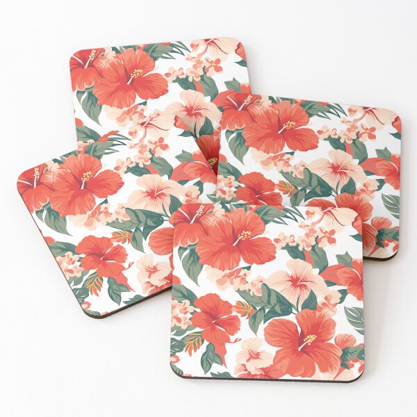 Item preview, Hibiscus pattern white designed and sold by Jabuticabaeyes.